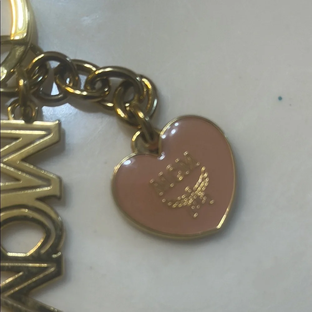 MCM Gold and Pink Heart Key Holder